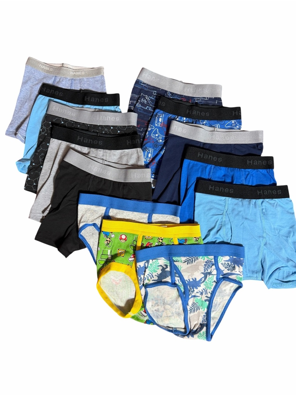 Hanes Boys' Briefs Pack GAMER Cotton Stretch size S (4/5) BUNDLE OF 13!!